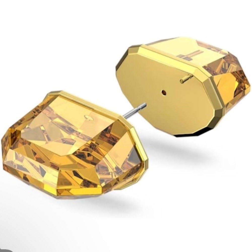 Swarovski Lucent Stud Earrings Yellow & Gold - NIB